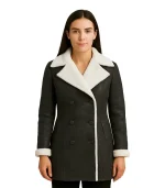 Amie – Black Double Breasted Shearling Coat