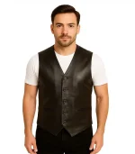 Auden Black Leather Vest