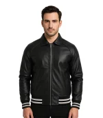 Black Varsity Jacket Leather