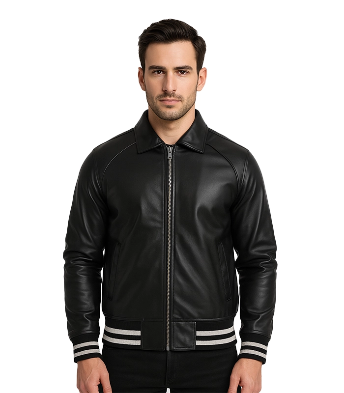 Black Varsity Jacket Leather Black Varsity Jacket Leather