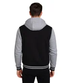 Black and Grey Varsity Jacket with Hood