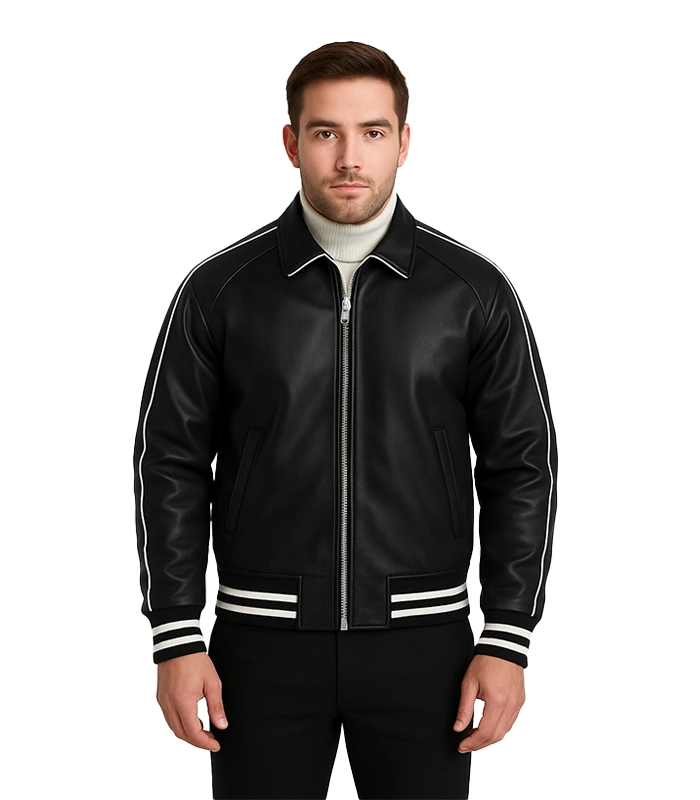Cooper Black Varsity Jacket Leather Cooper Black Varsity Jacket Leather
