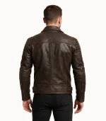 Distressed Brown Leather Biker Jacket