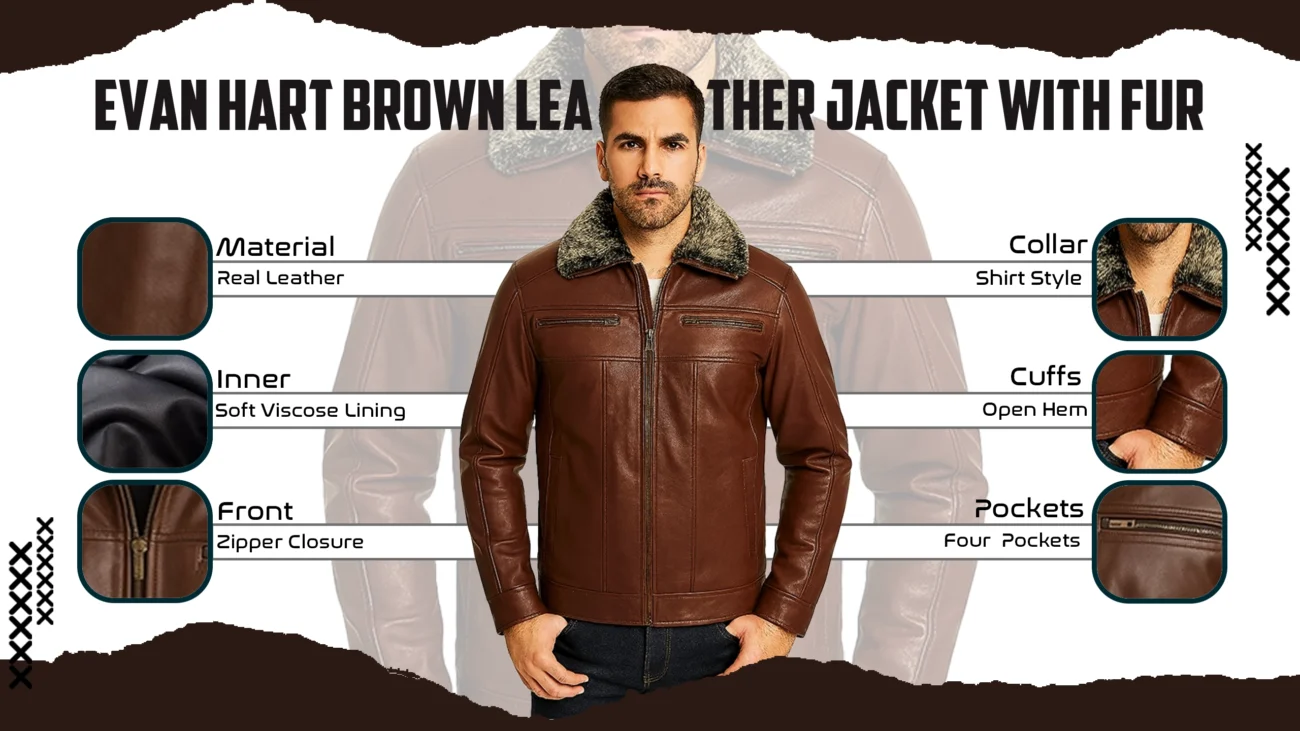 Evan Hart Brown Leather Jacket with Fur