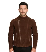 Faisor Mocha Suede Biker Jacket Brown