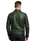 Lavendard Green Leather Biker Jacket