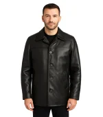 Mens Cowhide Leather Car Coat