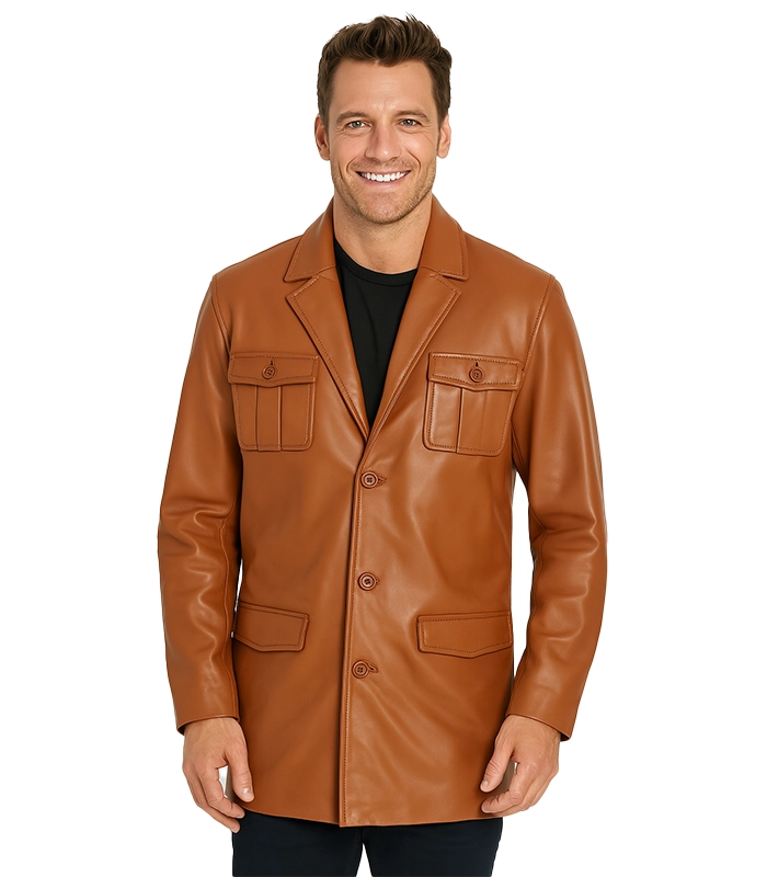 Ray Cutler – Tan Brown Leather Blazer Ray Cutler – Tan Brown Leather Blazer