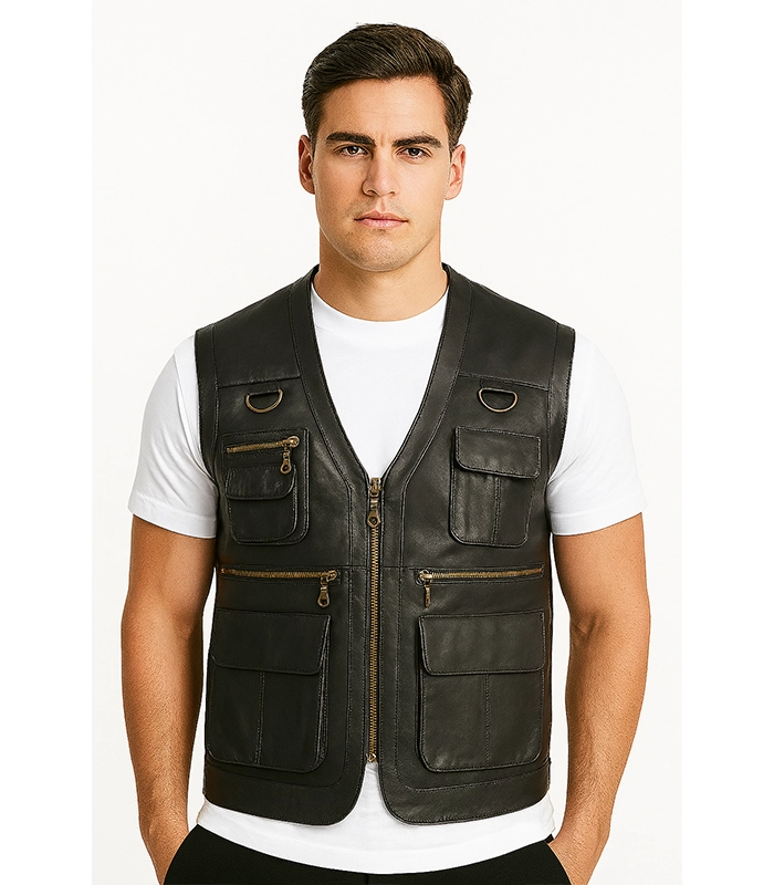 Safari Brown Leather Vest Safari Brown Leather Vest
