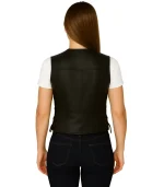 Vanda Black Leather Biker Vest