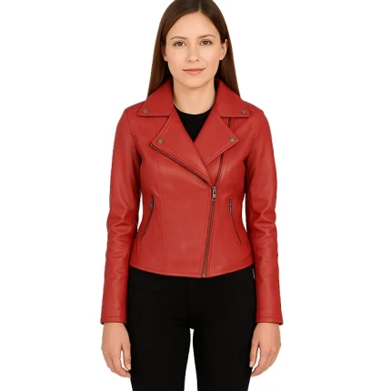 Flashback Red Leather Biker Jacket