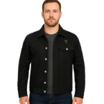 Men’s Black Cotton Rip Trucker Jacket