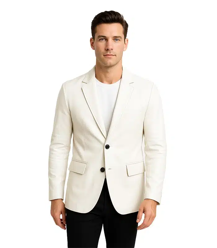 Men’s Off White Blazer Real Leather Jacket Men’s Off White Blazer Real Leather Jacket