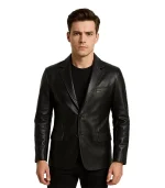 Men’s Real Lambskin Black Leather Blazer Jacket