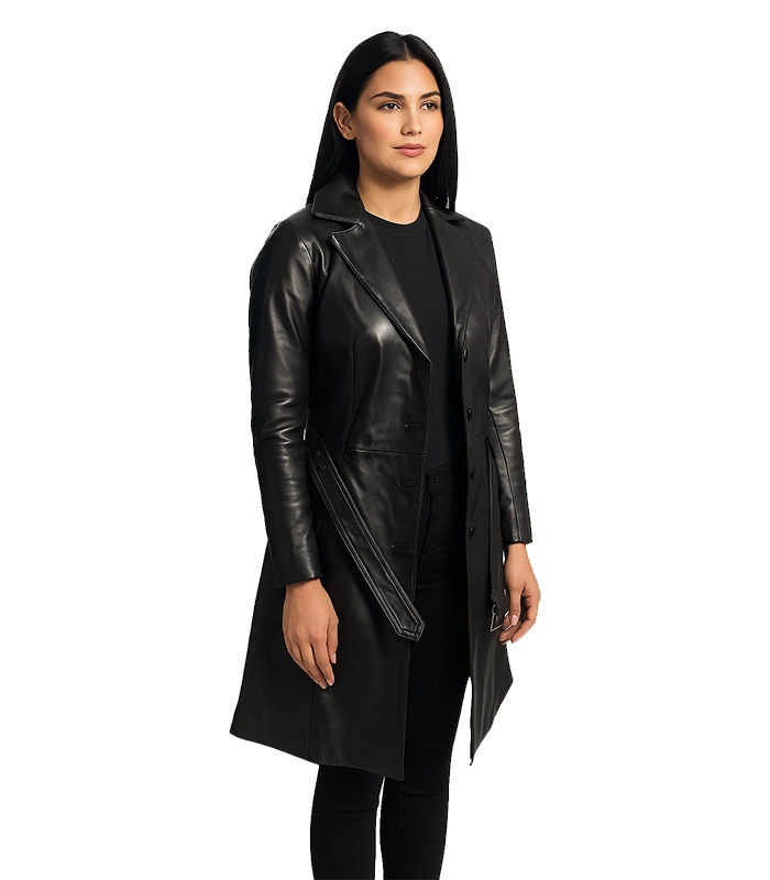 Moonlight Black Leather Trench Coat Moonlight Black Leather Trench Coat