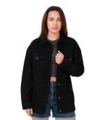 Women’s Black Oversized Denim Jacket – Casual Jean Outerwear