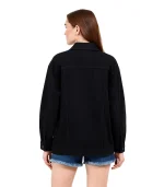 Women’s Black Oversized Denim Jacket – Casual Jean Outerwear