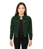 Zenna Green Suede Bomber Jacket