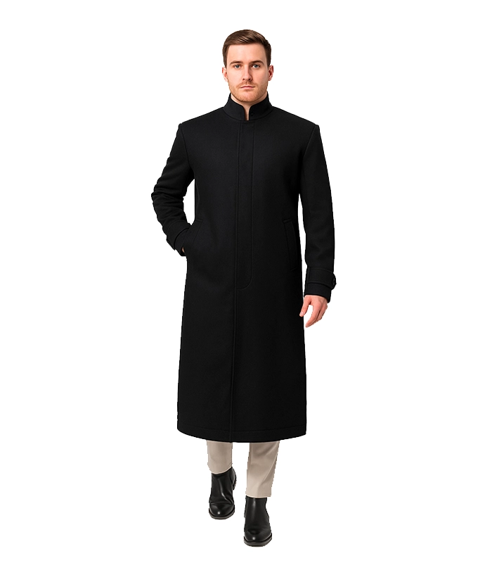 McGhee Men’s Black Long Wool Overcoat McGhee Men’s Black Long Wool Overcoat