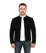 Men's Classic Black Suede Biker Jacket