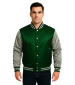 Green Satin Varsity Jacket