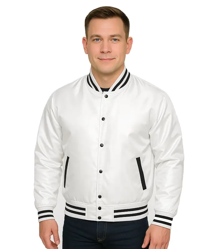 White Satin Varsity Jacket