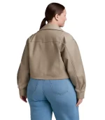 Quilted Lining Plus Size Faux Leather Biker Jacket