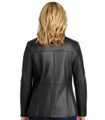 Womens Notch Collar Leather Jacket