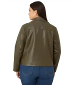 Womens Studded Collar Plus Size Leather Motorcycle Jacket
