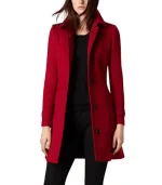 Women Luxurious Red Long Wool Coat for Winter