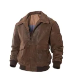 Air Force Flight Aviator Bomber Leather Jacket For Mens