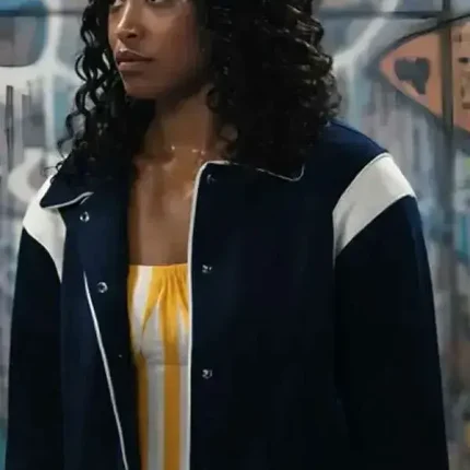 The Burbs S01 Keke Palmer blue bomber jacket front style